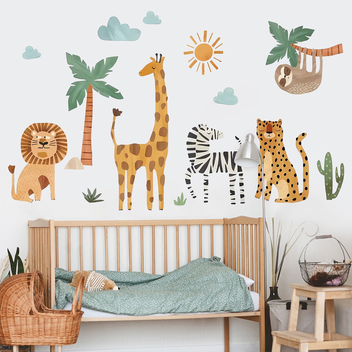 Jungle Animals Nursery Wall Stickers Removable Playful Decor