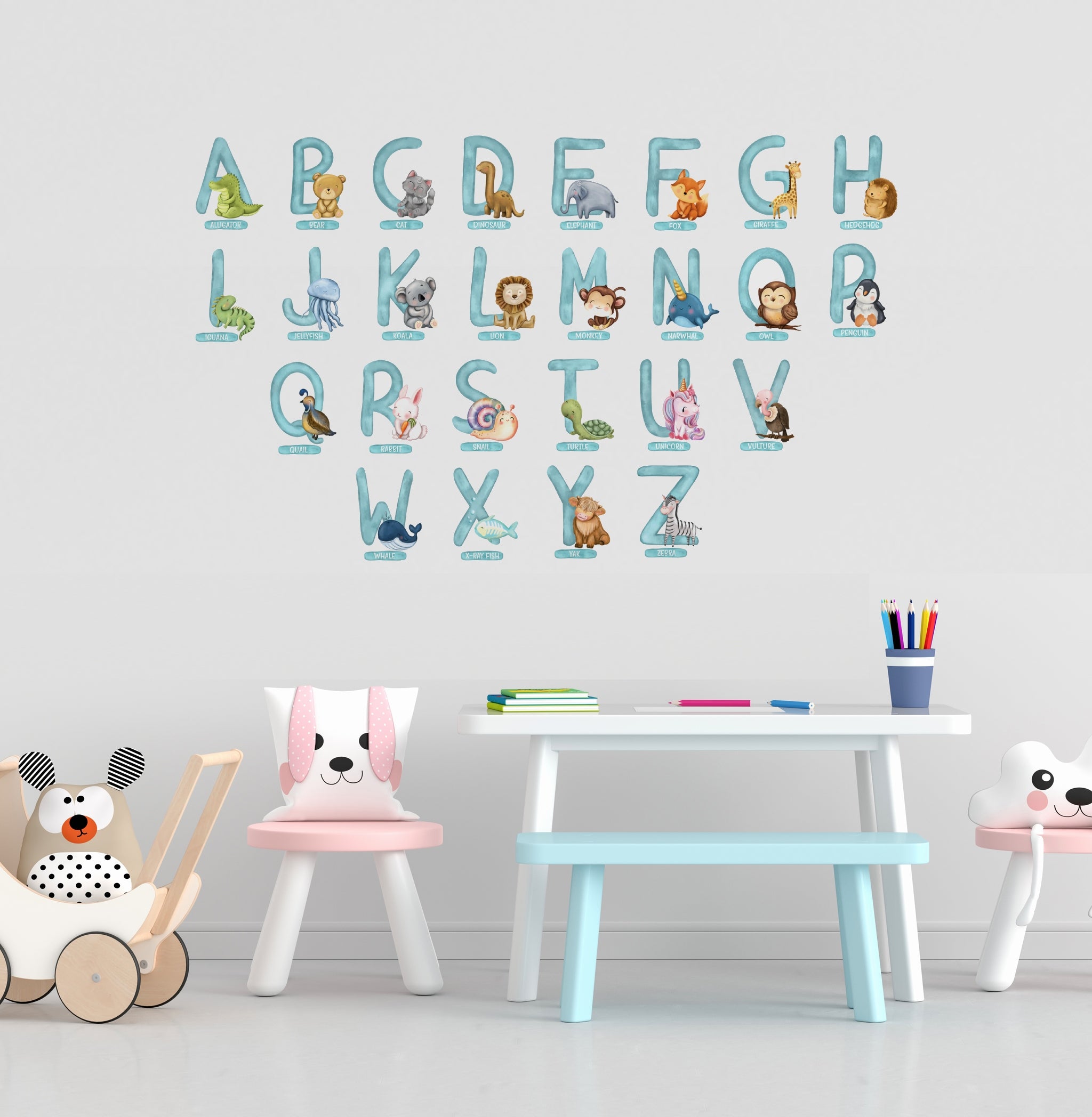 NEW Animal Alphabet Nursery Wall Stickers Nursery Stickers