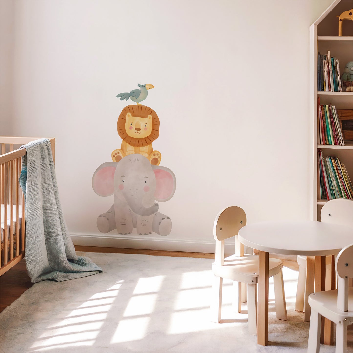 Large Safari Tower of Friends Animal Wall Sticker - Nursery Stickers