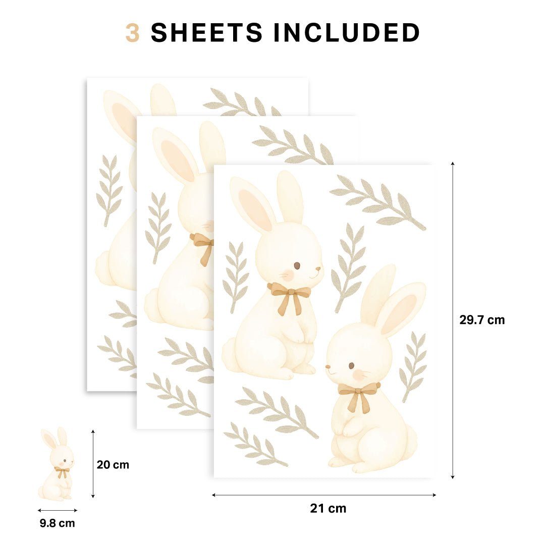 Sweet Bunny & Leaf Nursery Wall Stickers - Nursery Stickers