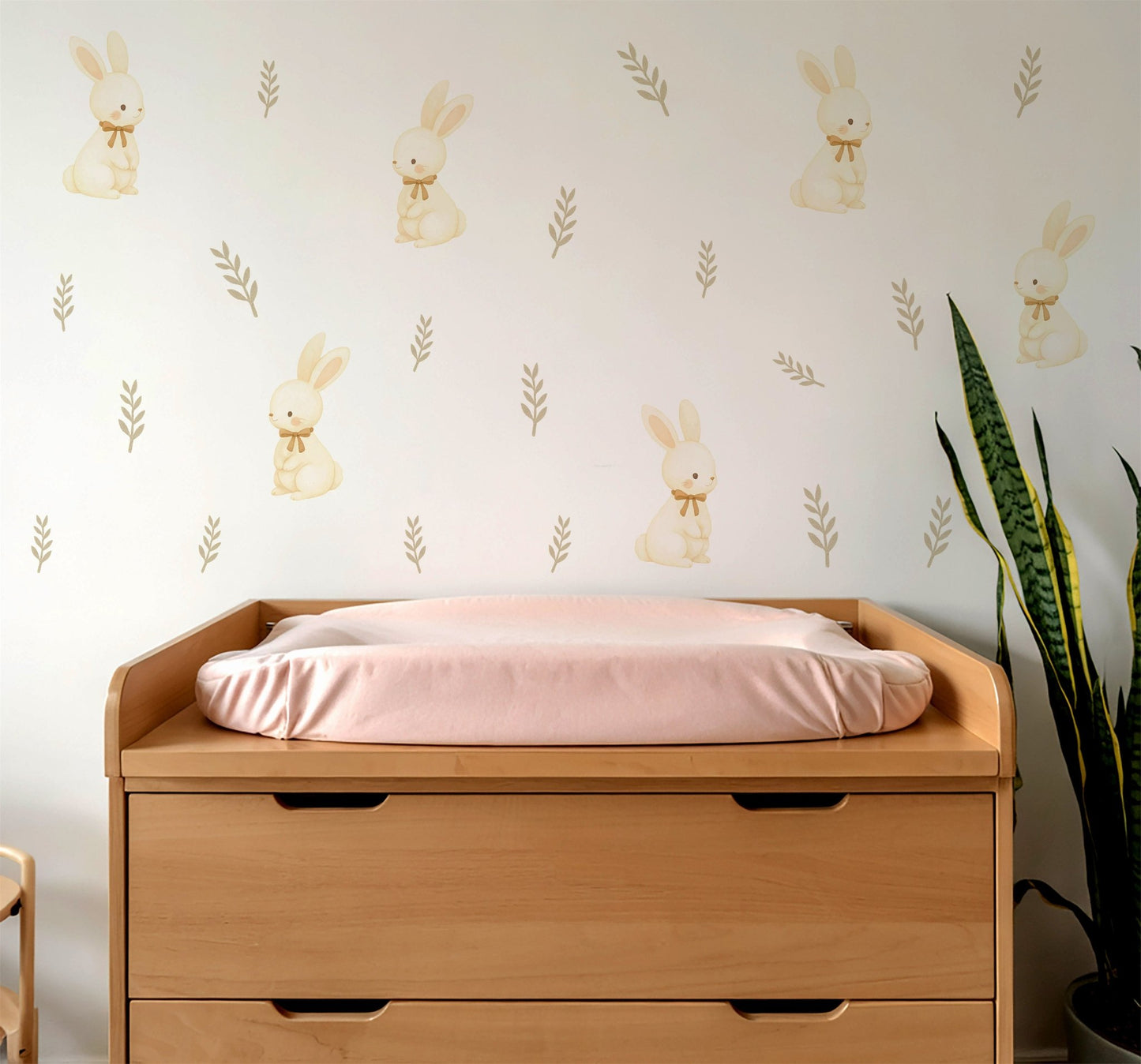 Sweet Bunny & Leaf Nursery Wall Stickers - Nursery Stickers