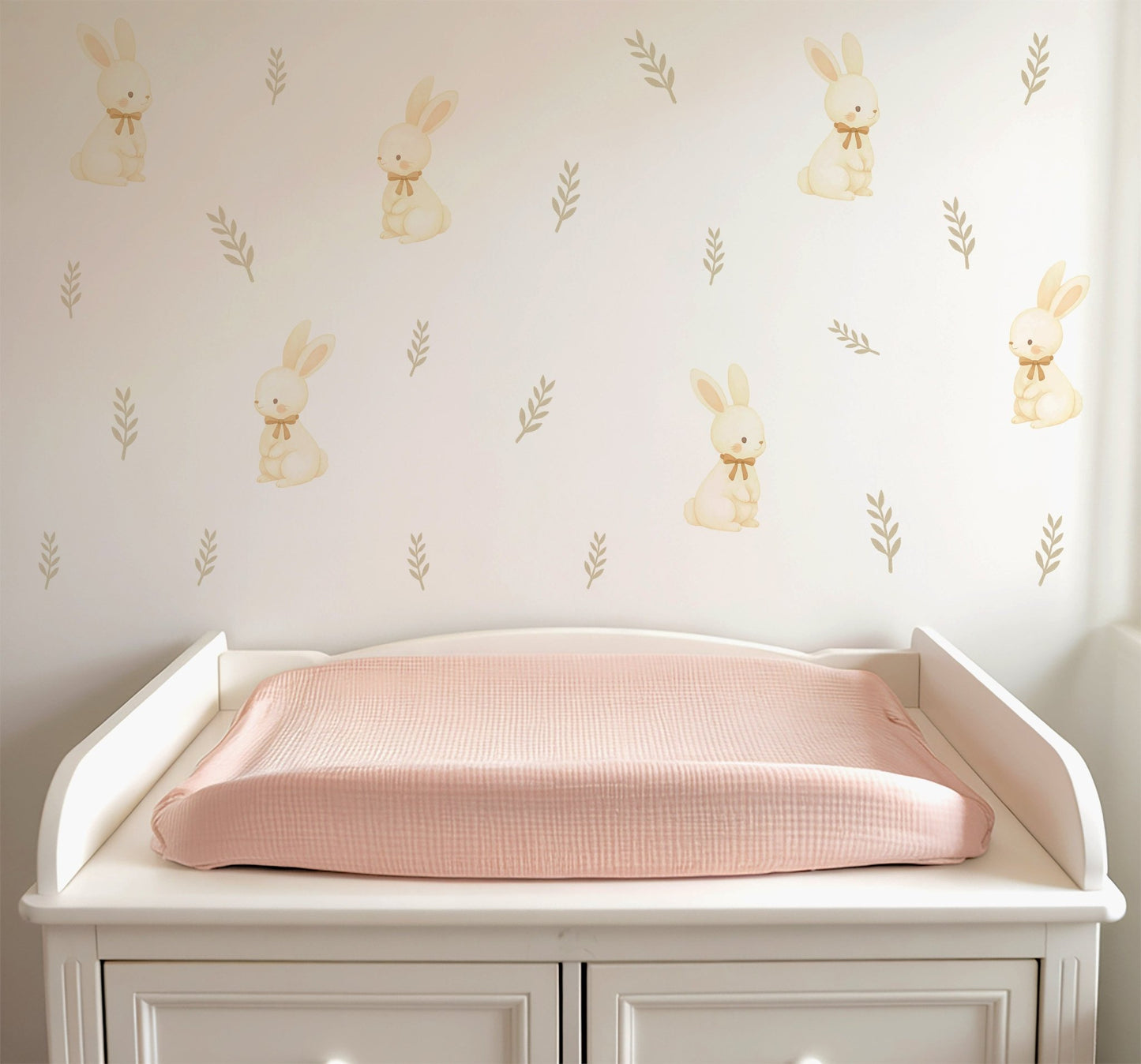 Sweet Bunny & Leaf Nursery Wall Stickers - Nursery Stickers