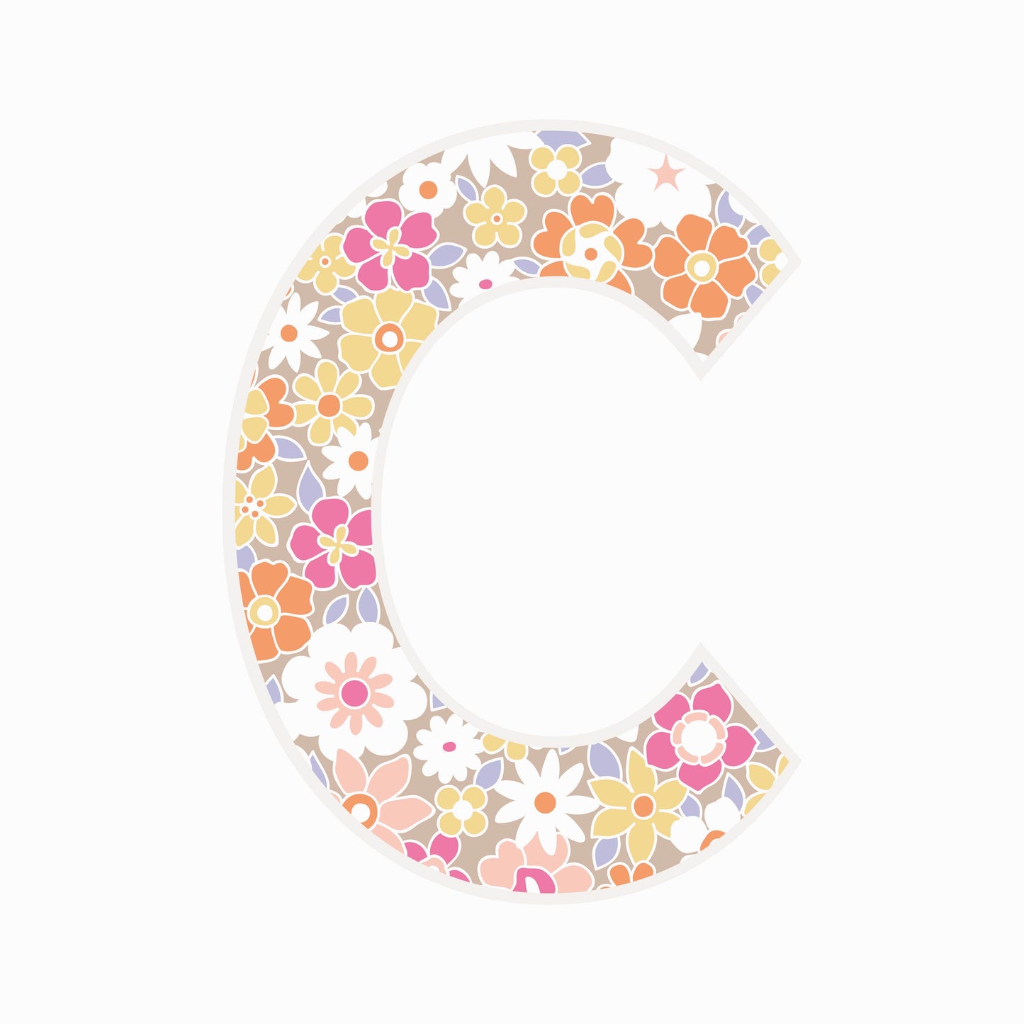 Letter C - Floral - Nursery Stickers