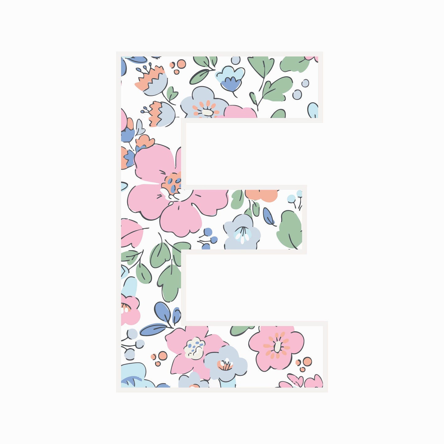 Letter E - Floral - Nursery Stickers