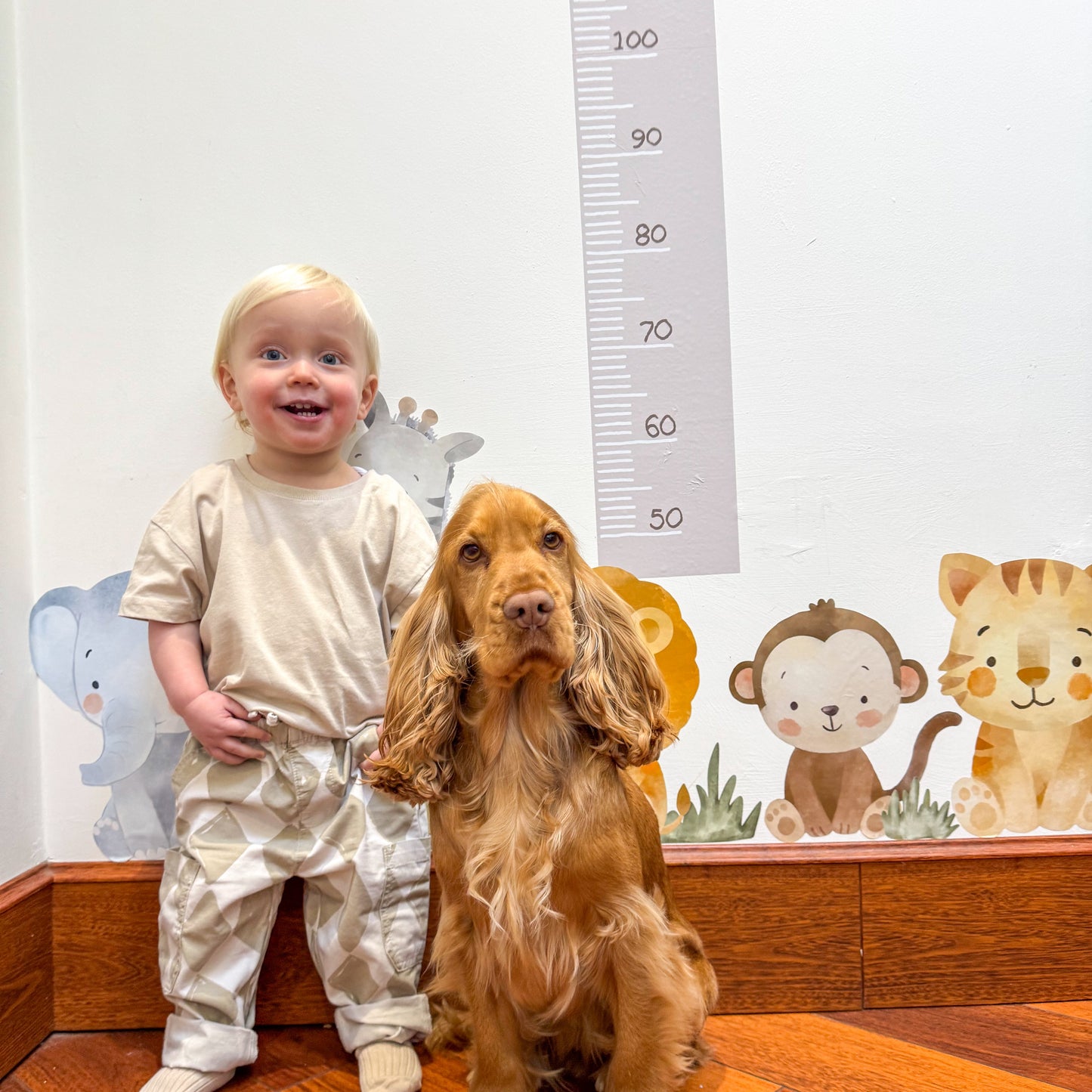 Safari Friends Height Chart Nursery Wall Sticker (Updated)
