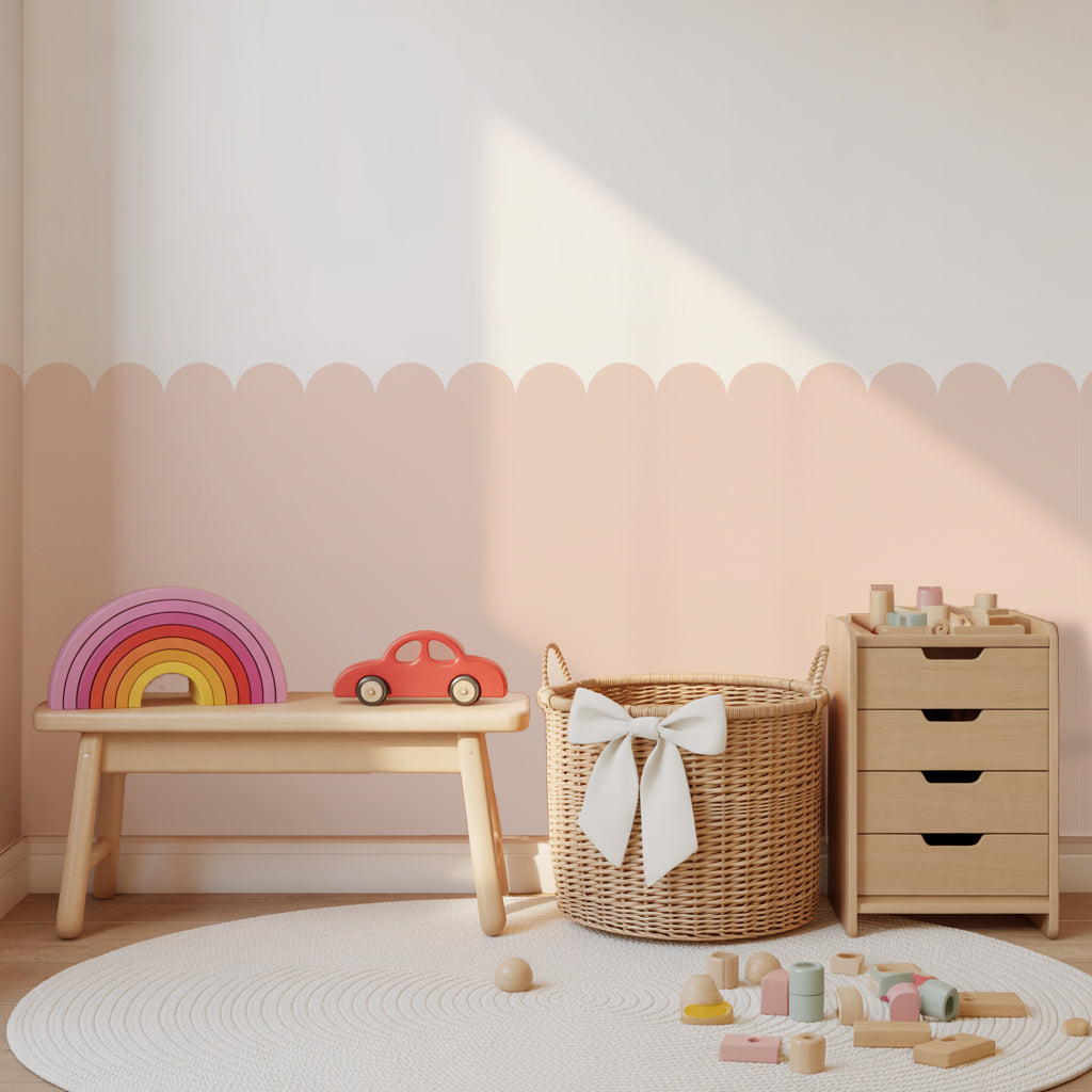 Block Coloured Scalloped Panel Wall Sticker