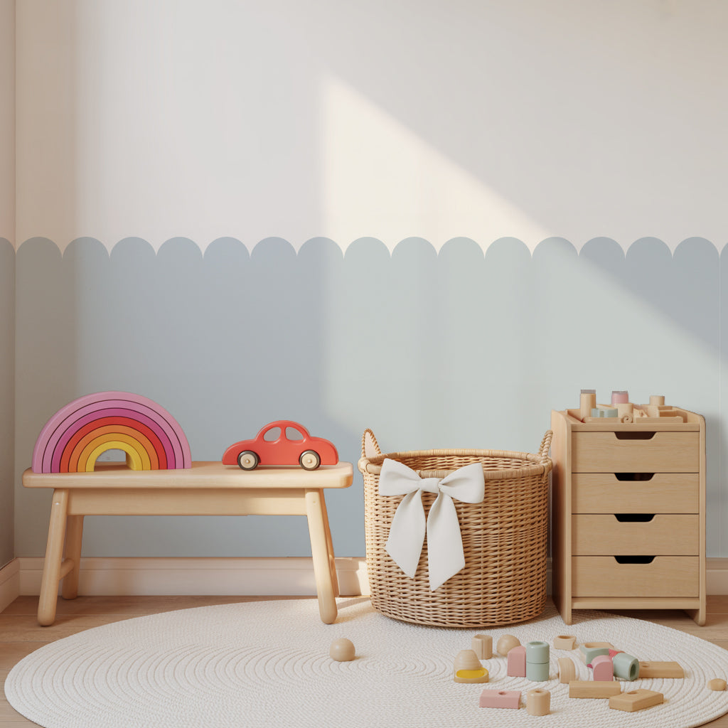 Block Coloured Scalloped Panel Wall Sticker