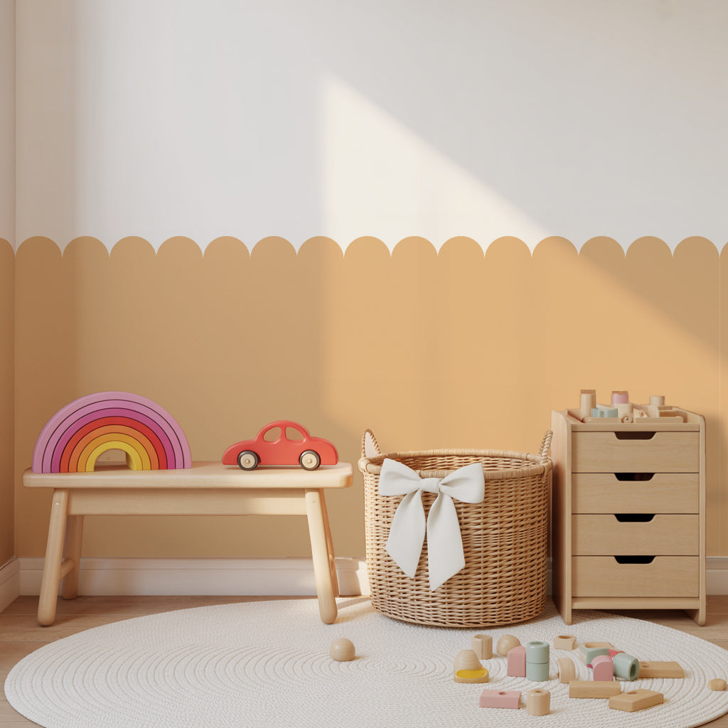Block Coloured Scalloped Panel Wall Sticker