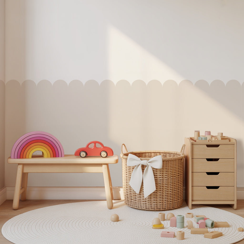 Block Coloured Scalloped Panel Wall Sticker