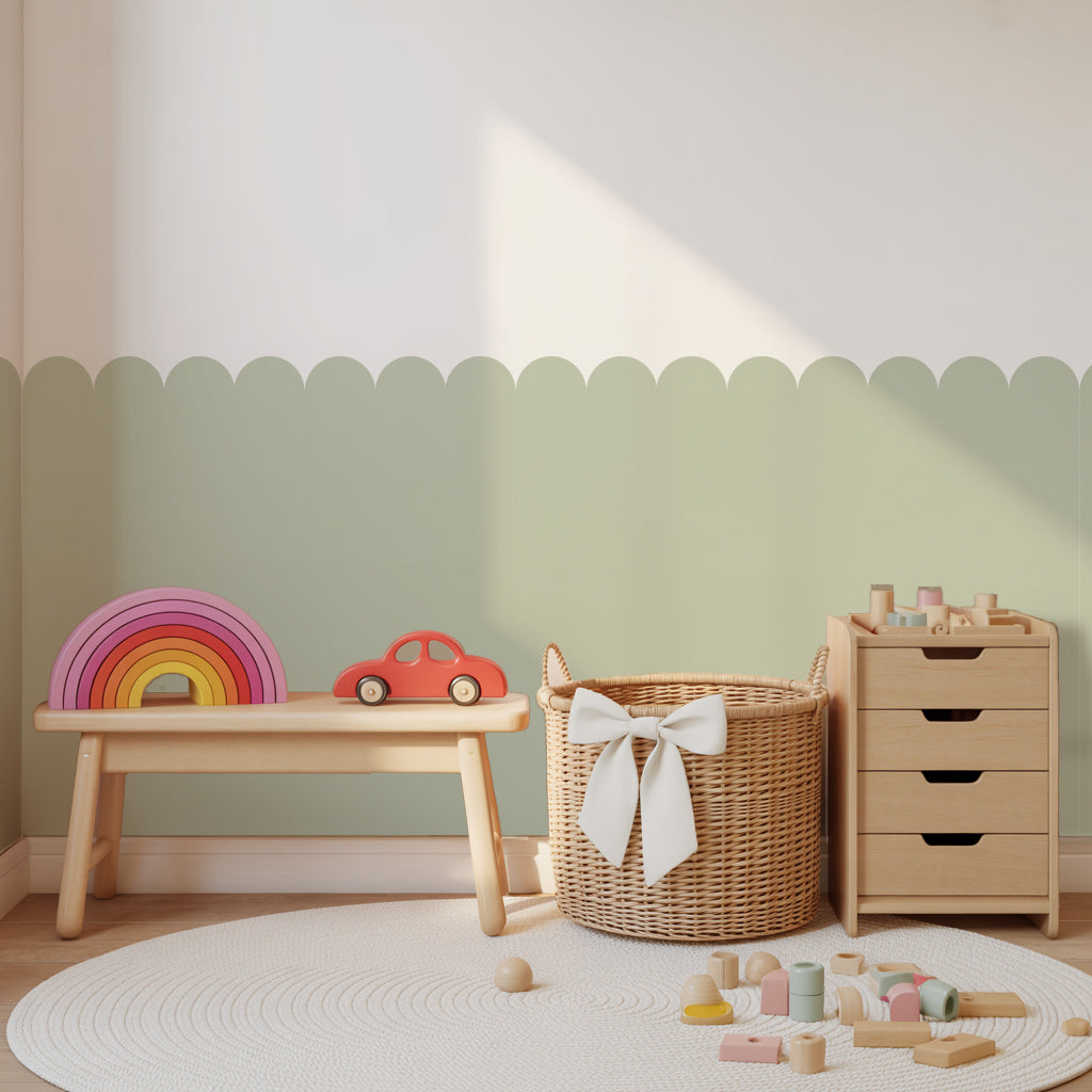 Block Coloured Scalloped Panel Wall Sticker