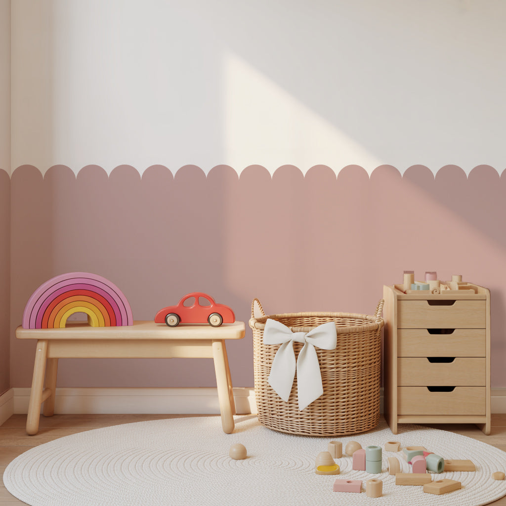 Block Coloured Scalloped Panel Wall Sticker