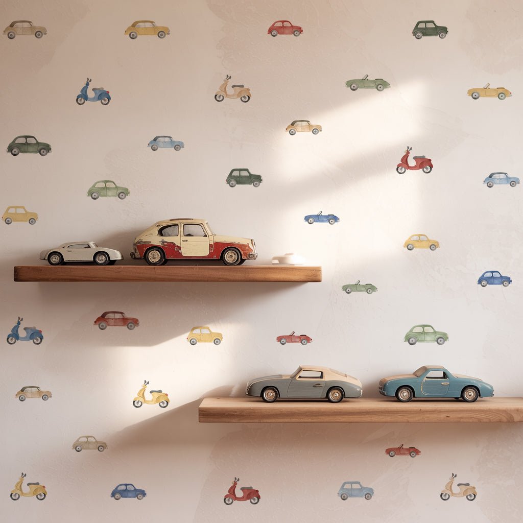 Vintage Cars & Scooters Nursery Wall Stickers - Nursery Stickers