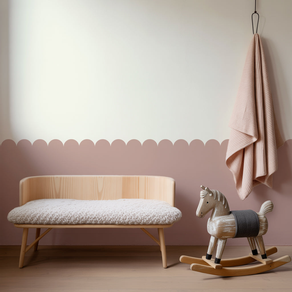 Block Coloured Scalloped Panel Wall Sticker