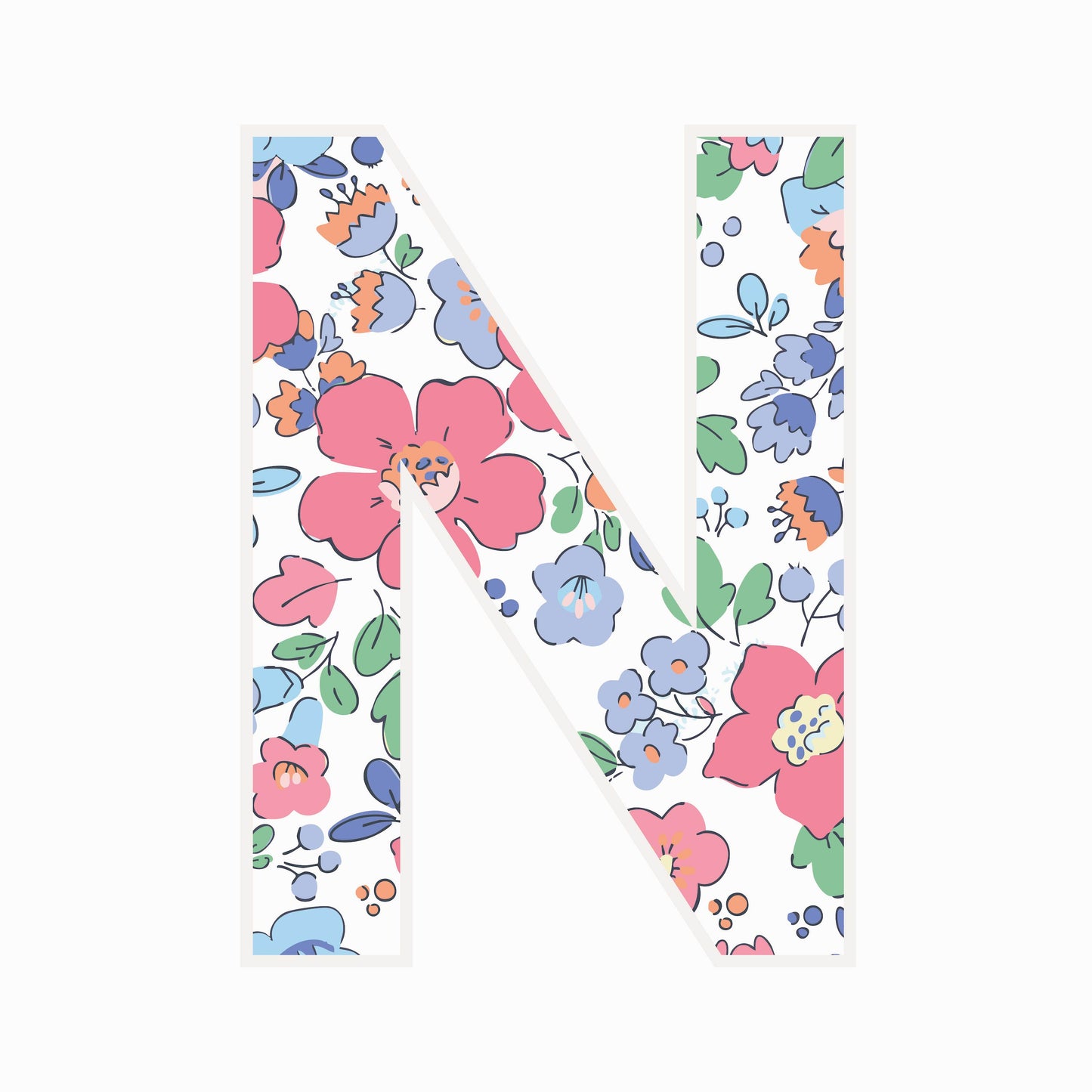 Letter N - Floral - Nursery Stickers