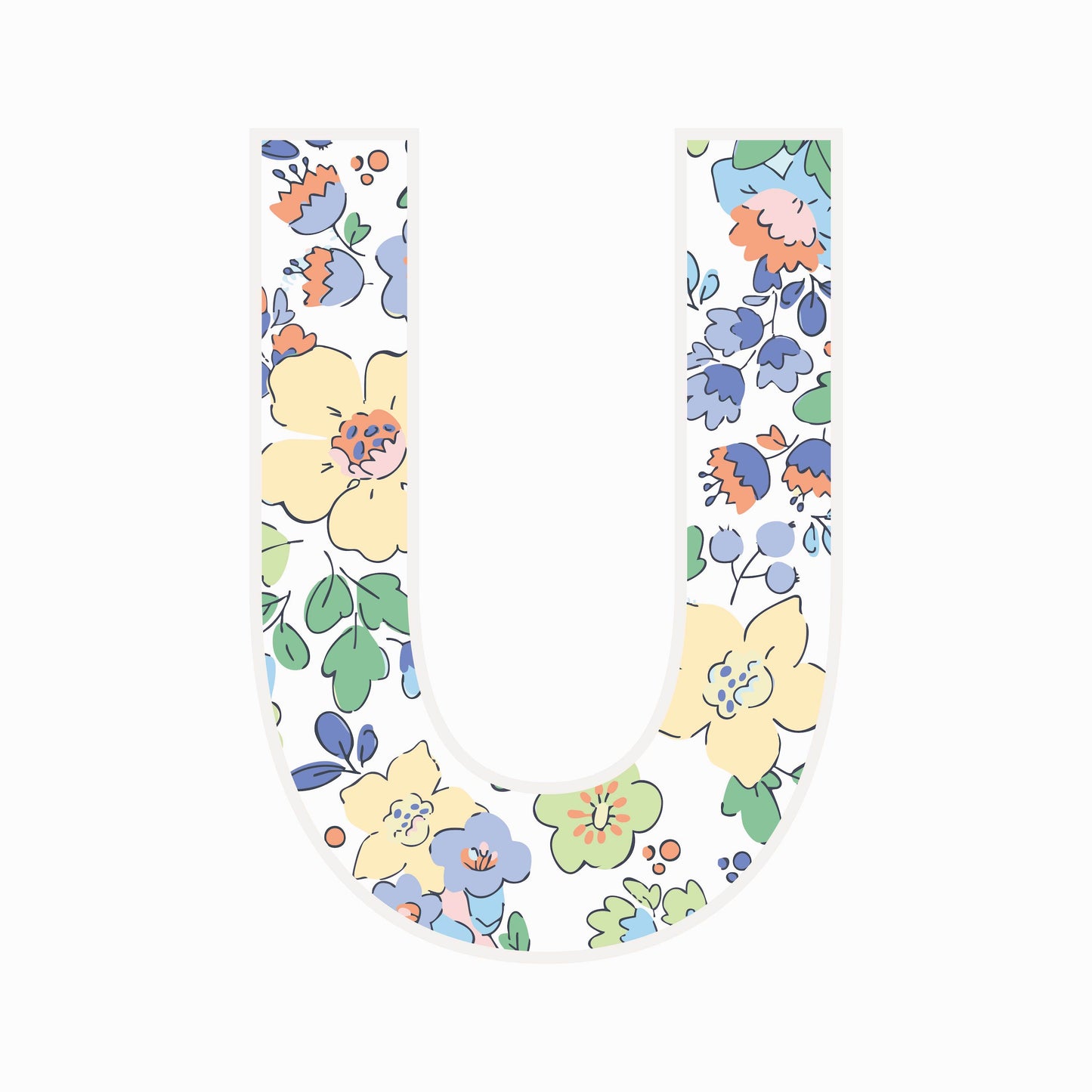 Letter U - Floral - Nursery Stickers