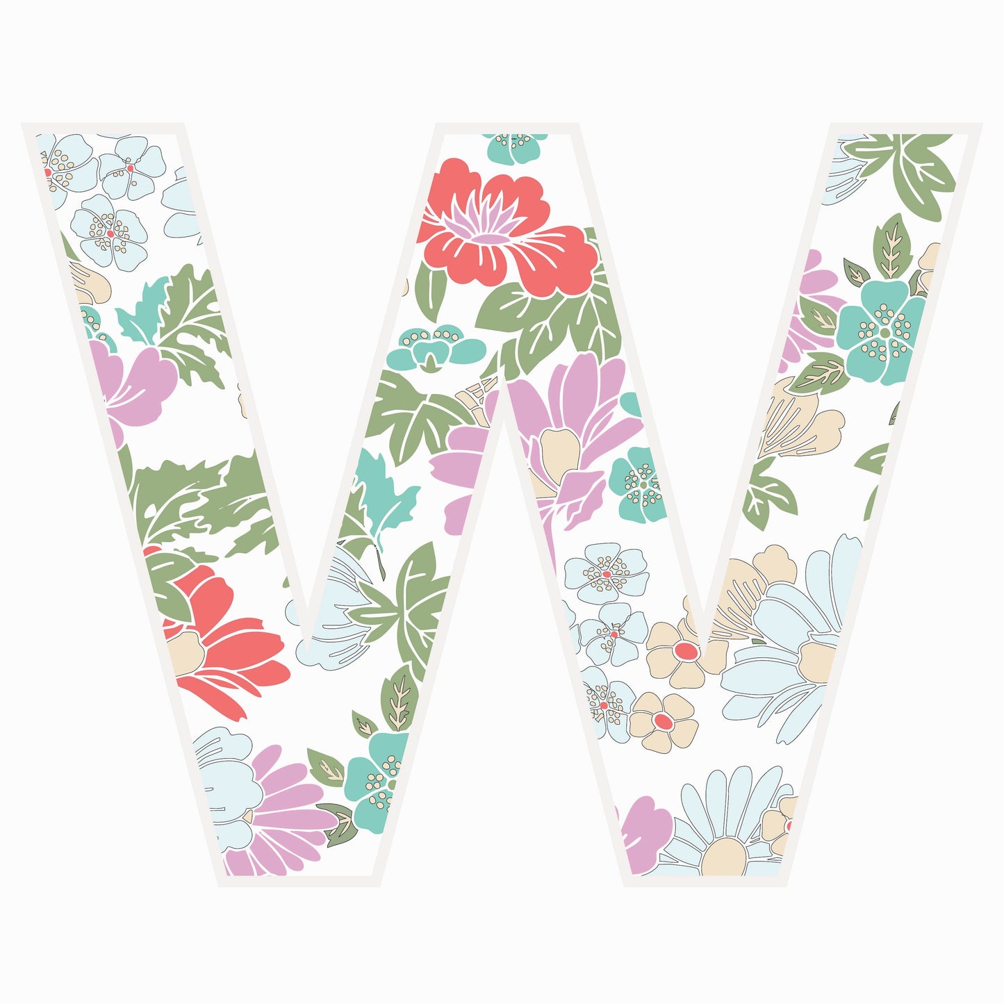 Letter W - Floral - Nursery Stickers