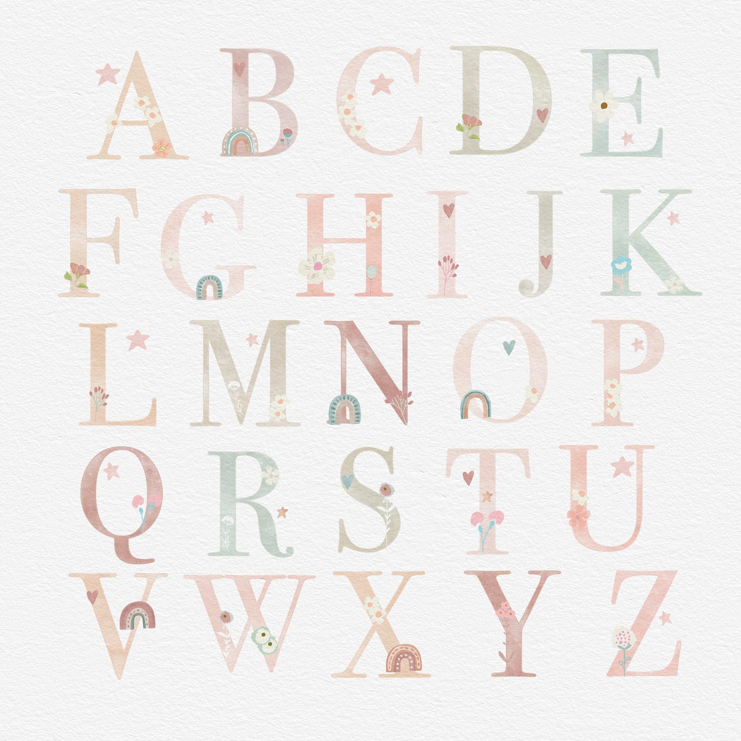 Rainbow Garden Personalised Names Nursery Wall Stickers - WOVEN FABRIC - Nursery Stickers