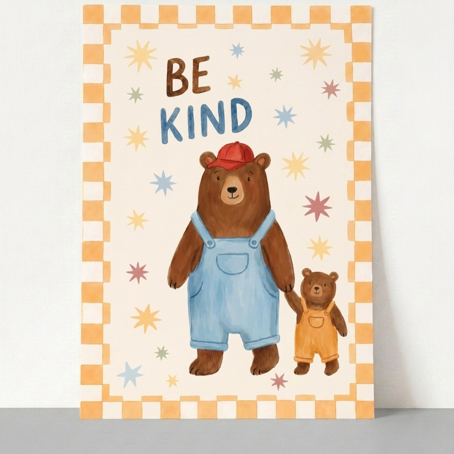Be Kind Bear Nursery Print