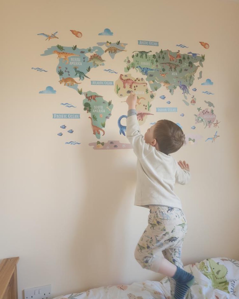 Dinosaur World Map Nursery Wall Sticker - Nursery Stickers