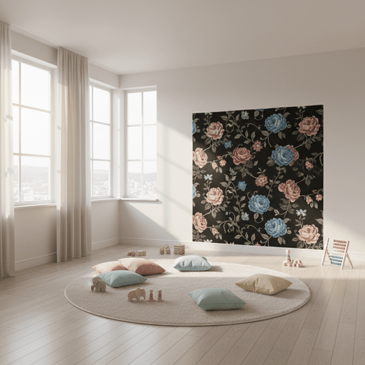 Black Wallpaper With Flowers: Transform In 3 Minutes - Nursery Stickers