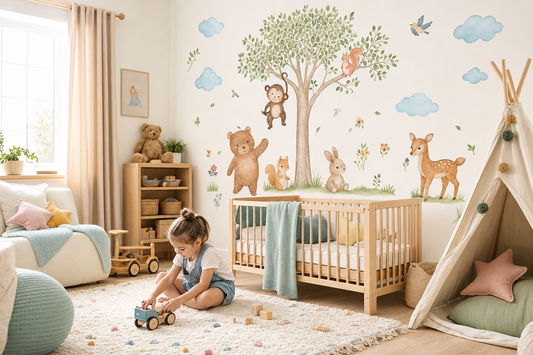 Cheapest 18-piece pastel animal decal packs UK.