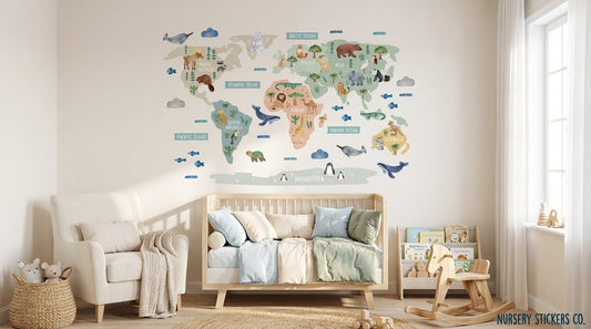 children’s world map wall sticker