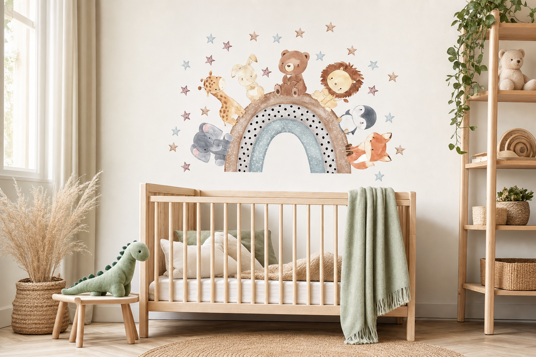 Compare animal rainbow stickers and plain rainbows