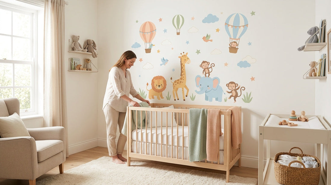 Cottage stickers vs modern patterns for nurseries.