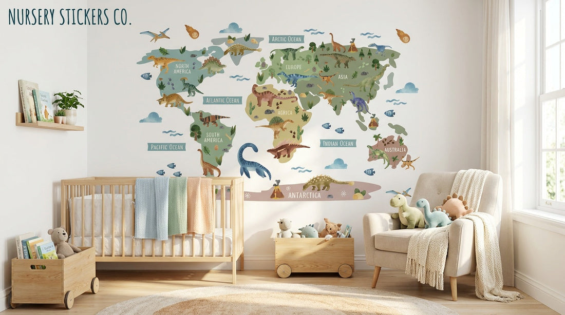 dinosaur world map wall sticker