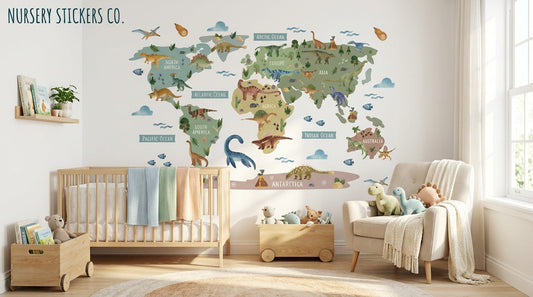 dinosaur world map wall sticker