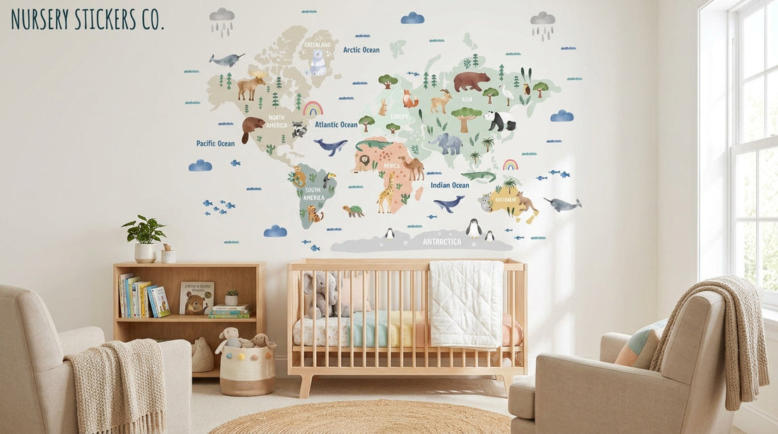 fabric world map sticker