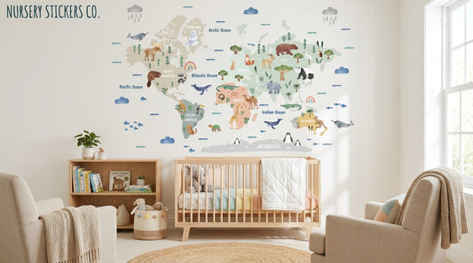 fabric world map sticker
