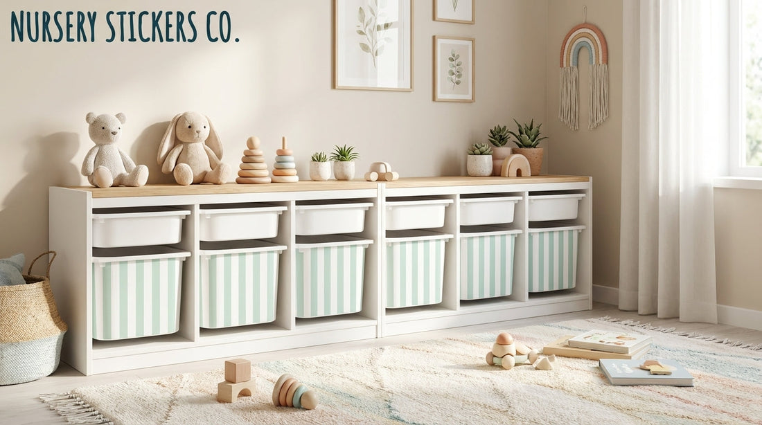 Matt vinyl vs glossy decals for children's storage.