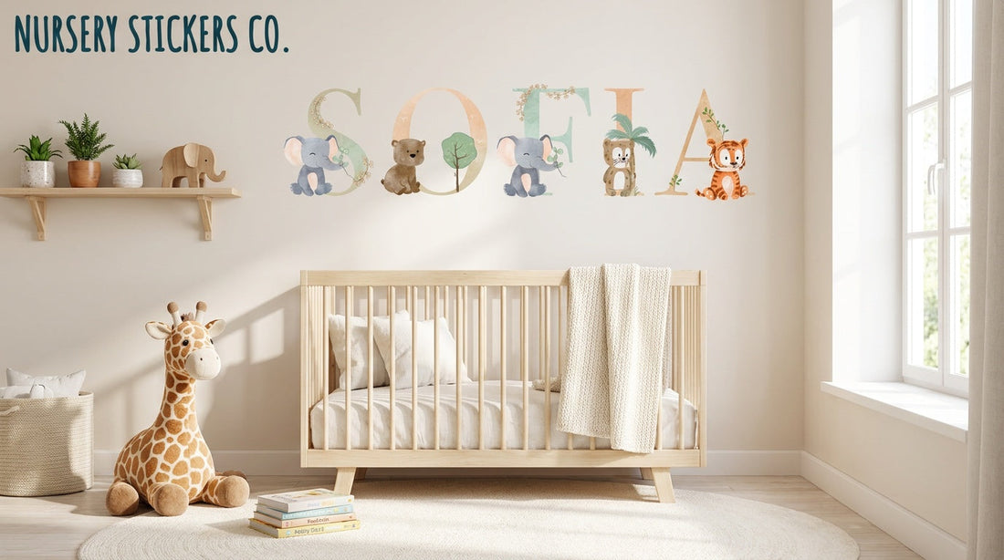 personalised safari name wall stickers