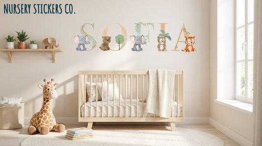 personalised safari name wall stickers