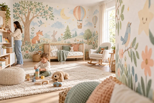 Recommended low-VOC floral designs for UK playrooms.