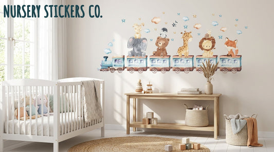 Recommended non-PVC animal parades for playroom walls.