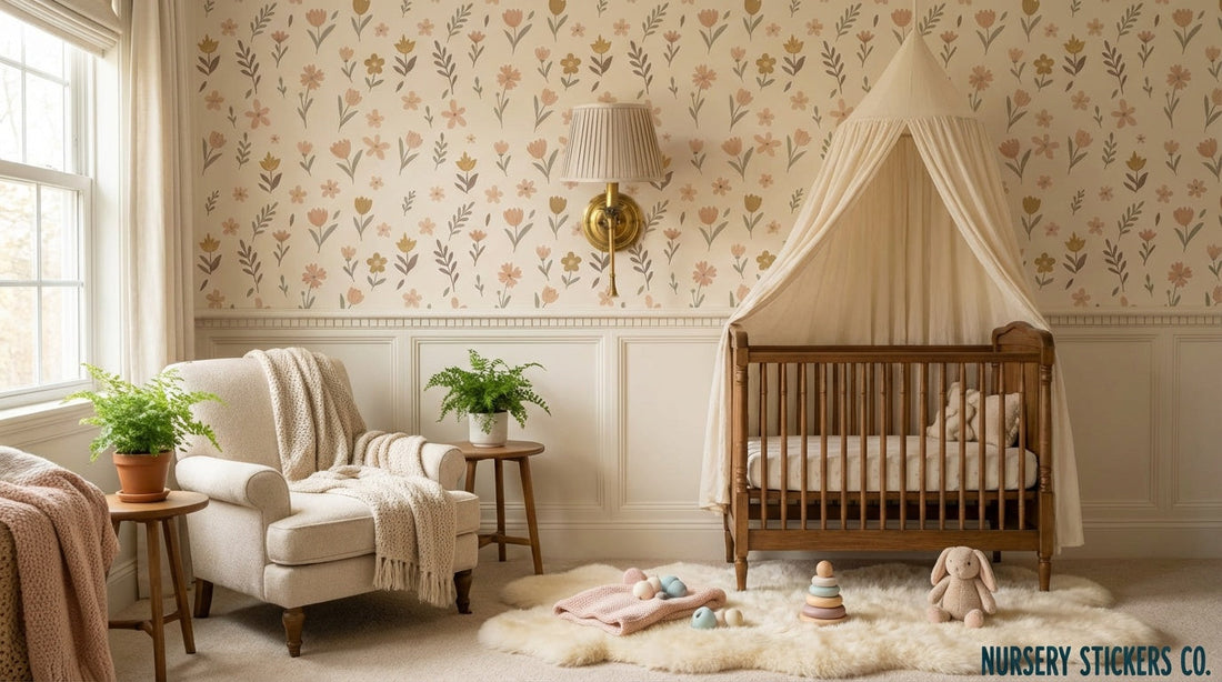 Recommended peel-and-stick for cottage nursery aesthetic.
