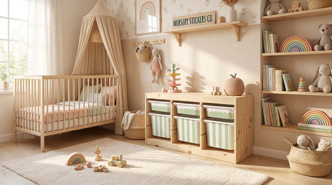 Top charm-adding decals for IKEA storage hacks.