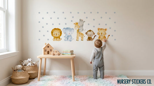 Top eco-friendly dungaree animal stickers for playrooms.