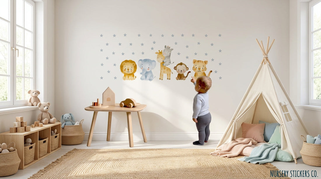 Top peel-and-stick animal decals for playful playrooms.