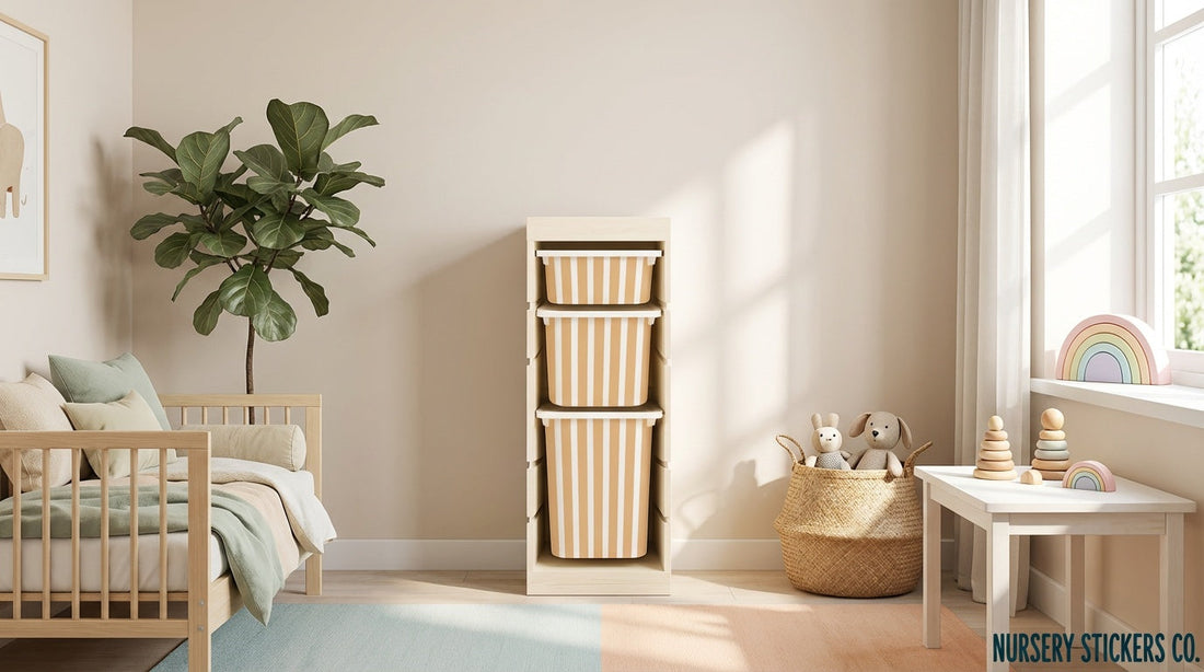 Top peel-and-stick decals for IKEA Trofast sides.