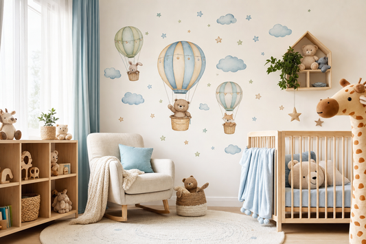 Top repositionable pup decals for playroom flexibility.