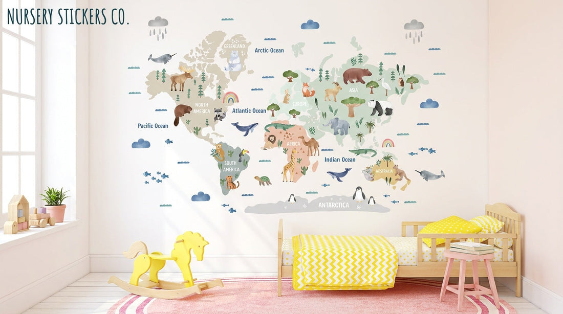 world map wall stickers
