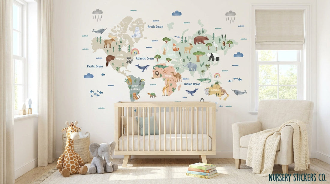 world map wall stickers for kids