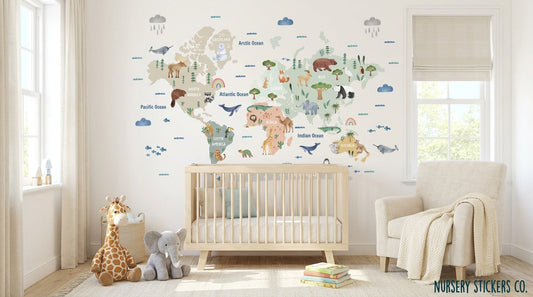 world map wall stickers for kids