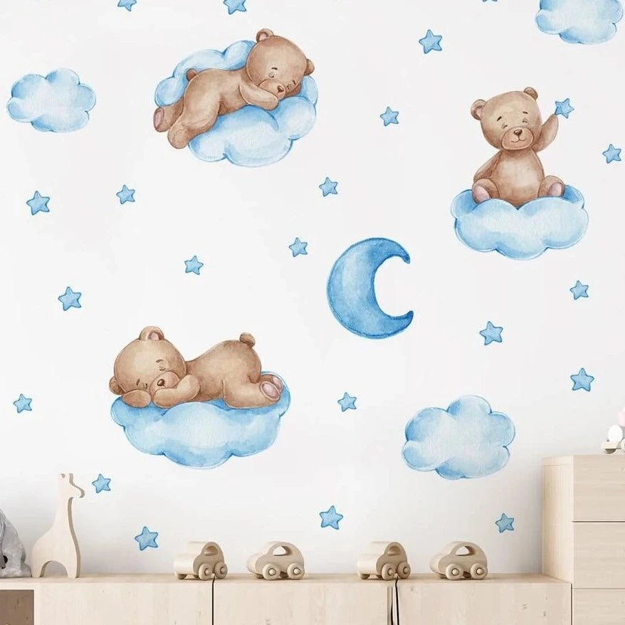 Bears In The Clouds Nursery Wall Sticker - Nursery Stickers