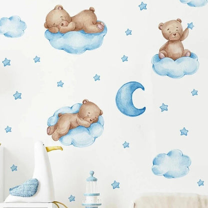 Bears In The Clouds Nursery Wall Sticker - Nursery Stickers