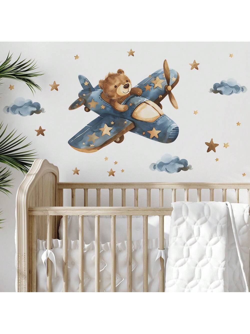 Bear in Airplane Nursery Wall Sticker - Nursery Stickers