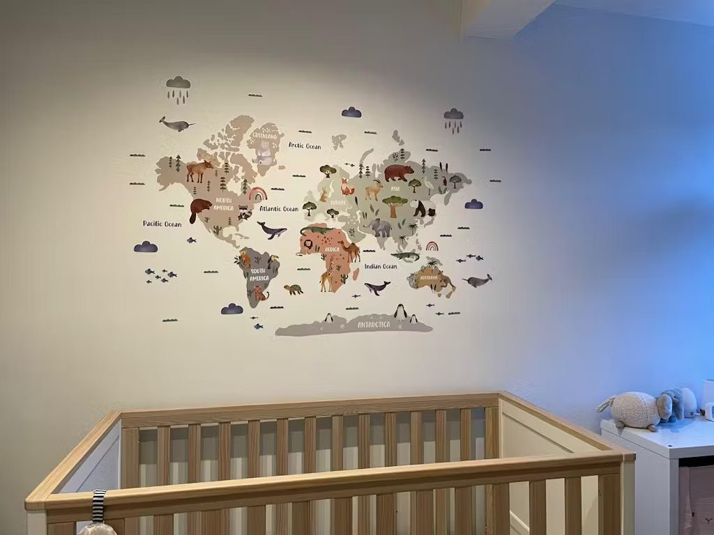 Animal World Map Nursery Wall Sticker - Nursery Stickers